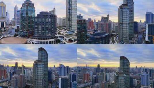 上海静安区商圈航拍风光高清在线视频素材下载