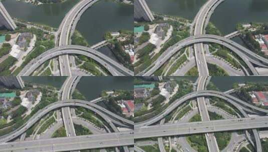福建福州城市风光交通高架桥航拍高清在线视频素材下载