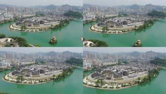 航拍贵州铜仁城市建设高清在线视频素材下载