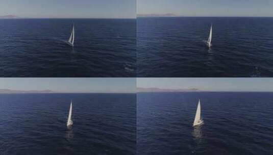 帆船在海平面上航行高清在线视频素材下载