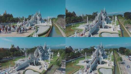 泰国旅游视频泰国清莱灵光寺白庙佛寺高清在线视频素材下载