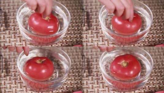 开水烫西红柿去皮切丁高清在线视频素材下载