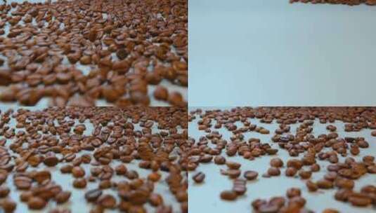 咖啡慢镜头视频烘焙咖啡豆流淌创意拍摄高清在线视频素材下载