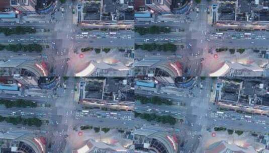 俯拍城市十字交叉路口交通高清在线视频素材下载