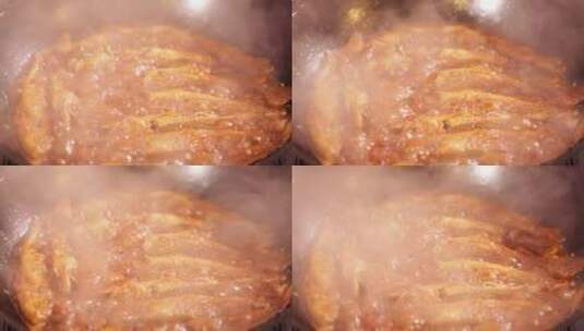 天津美食小黄鱼贴饼子高清在线视频素材下载