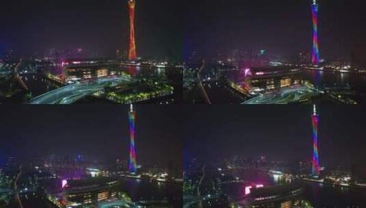 2022广州塔城市珠江新城夜景高清在线视频素材下载