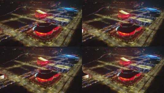郑州常西湖新区CCD夜景航拍高清在线视频素材下载