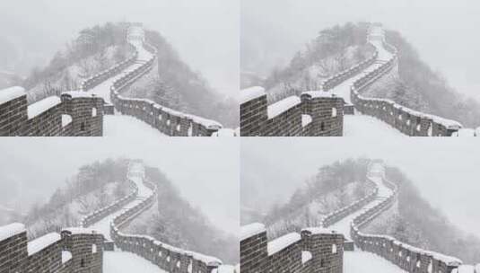 北京黄花城长城雪景4K拍摄高清在线视频素材下载