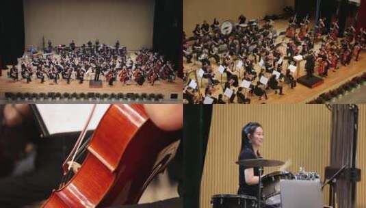 音乐会交响乐团演出进校园高清在线视频素材下载
