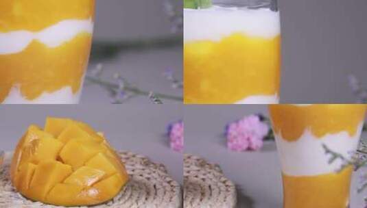 【镜头合集】芒果酸奶代餐奶昔高清在线视频素材下载