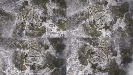 贵州铜仁梵净山雪景航拍高清在线视频素材下载