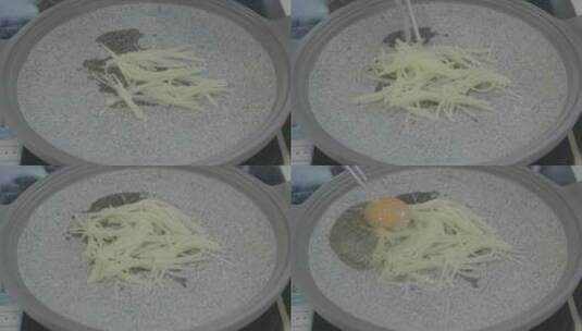土豆丝煎鸡蛋美食制作全流程LOG高清在线视频素材下载