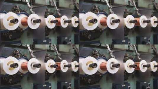 铜线制造涂布工业搪瓷机缠绕工艺。高清在线视频素材下载