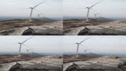 鸡公岩自然风光新能源风力发电机高清在线视频素材下载