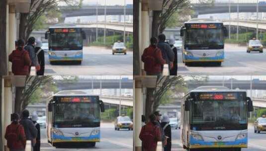 4k公交车等公交上公交高清在线视频素材下载