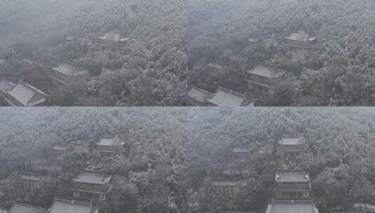 杭州灵隐雪下雪航拍高清在线视频素材下载