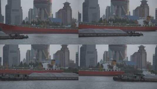 8K实拍上海黄浦江货轮轮船高清在线视频素材下载