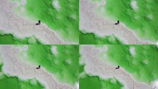 青海省海西蒙古族藏族自治州茫崖翡翠湖航拍高清在线视频素材下载