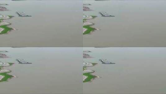 航拍湖北三峡大坝岛屿高清在线视频素材下载