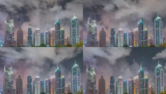 上海陆家嘴地标建筑夜景高清在线视频素材下载