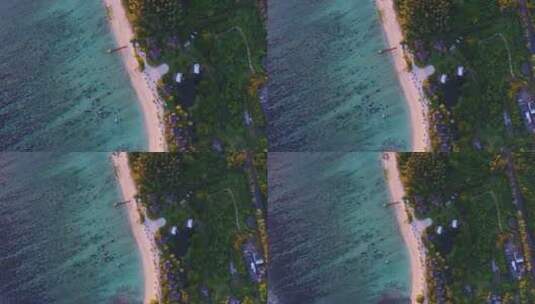 鸟瞰美丽的海边度假村海景别墅海岛风光高清在线视频素材下载
