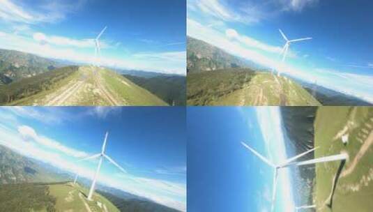 穿越机拍风车高清在线视频素材下载