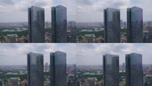 长沙华远华时代大楼楼顶环绕航拍高清在线视频素材下载