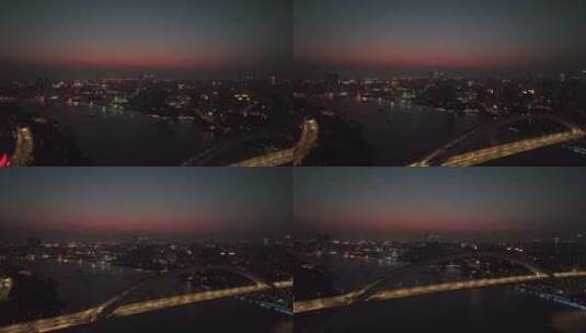 上海卢浦大桥傍晚航拍高清在线视频素材下载