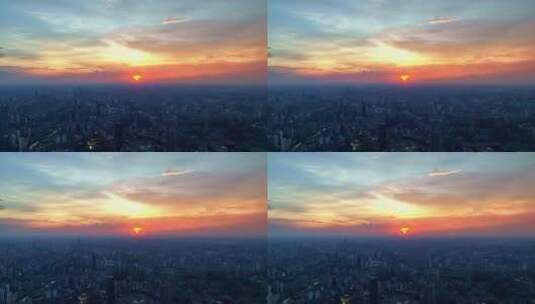 上海日落夕阳晚霞航拍高清在线视频素材下载