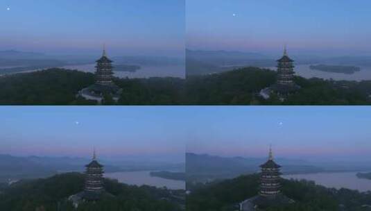 清晨的西湖雷峰塔高清在线视频素材下载