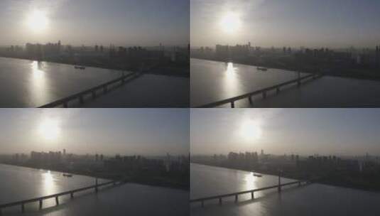 杭州西兴大桥航拍高清在线视频素材下载