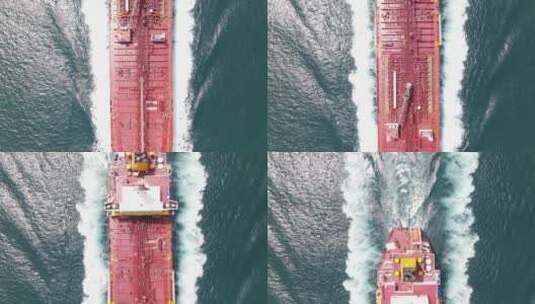 航拍海上超大型集装箱船高清在线视频素材下载