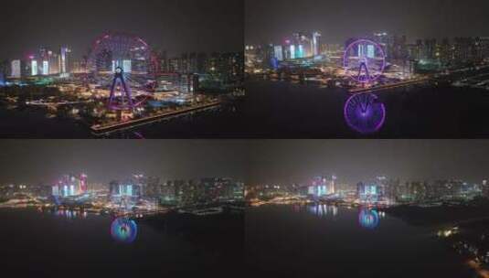 深圳欢乐港湾摩天轮夜景高清在线视频素材下载