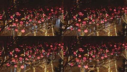 春节期间城市街道上挂满了红灯笼高清在线视频素材下载