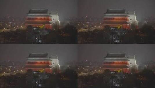 鼓楼夜景 北京鼓楼夜景高清在线视频素材下载