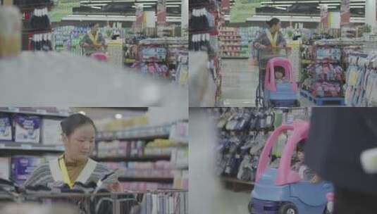 带孩子逛超市高清在线视频素材下载