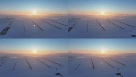 冬天丘陵雪原暖阳高清在线视频素材下载