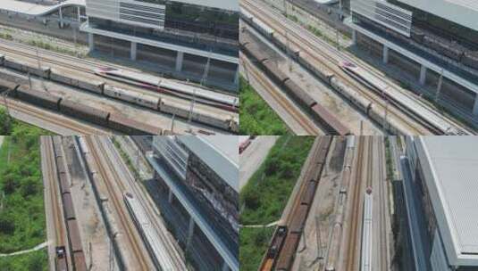 4k江门高铁轻轨站楼基建航拍视频高清在线视频素材下载
