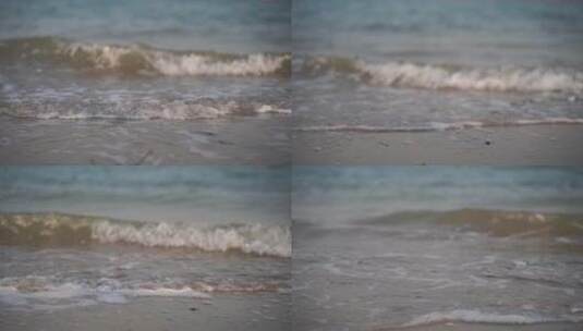 浪花特写海浪海水冲击沙滩浪花泡沫高清在线视频素材下载