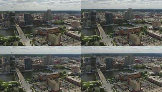 城市中心的航拍镜头高清在线视频素材下载