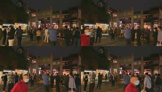 成都锦里景区商业街步行街夜景实时高清在线视频素材下载