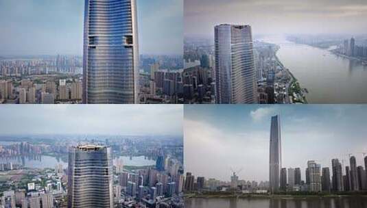 湖北武汉绿地中心大厦航拍高清在线视频素材下载