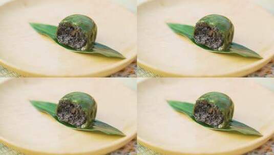 清明节品茶蒸青团吃青团高清在线视频素材下载