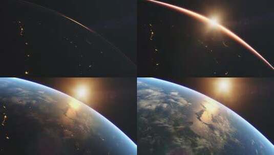从太空上看美丽的日出高清在线视频素材下载