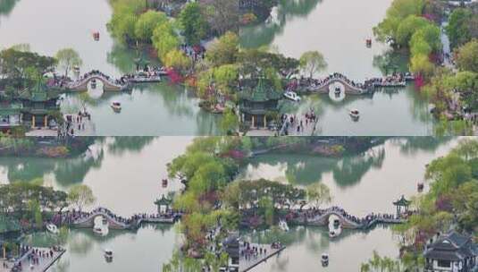 4k航拍春天的扬州瘦西湖高清在线视频素材下载