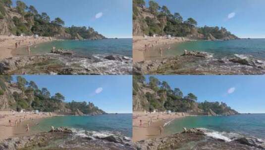 Lloret de Mar，海滩。西班牙地中海。布拉瓦海岸高清在线视频素材下载