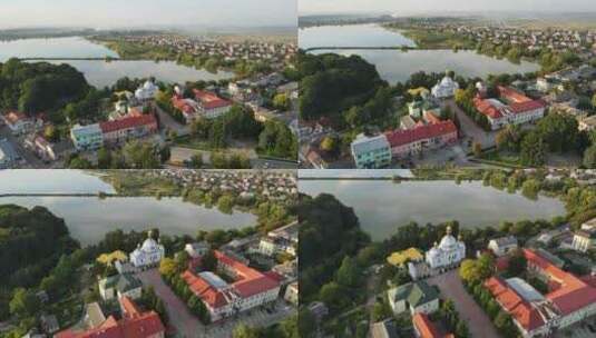 空中拍摄利沃夫霍罗多克市。最神圣的处女公告教堂。乌克兰高清在线视频素材下载