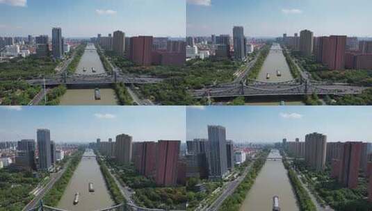 航拍江苏无锡京杭运河高清在线视频素材下载
