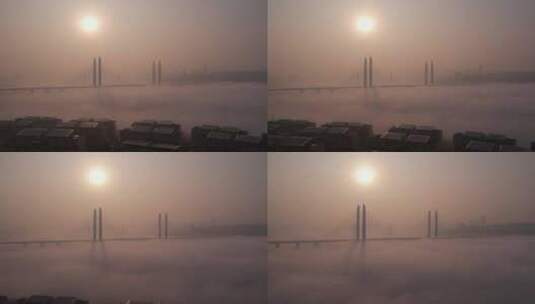 重庆蔡家大桥云海日出航拍原始素材无调色高清在线视频素材下载
