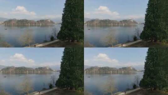 蓝天下的美丽湖泊高清在线视频素材下载